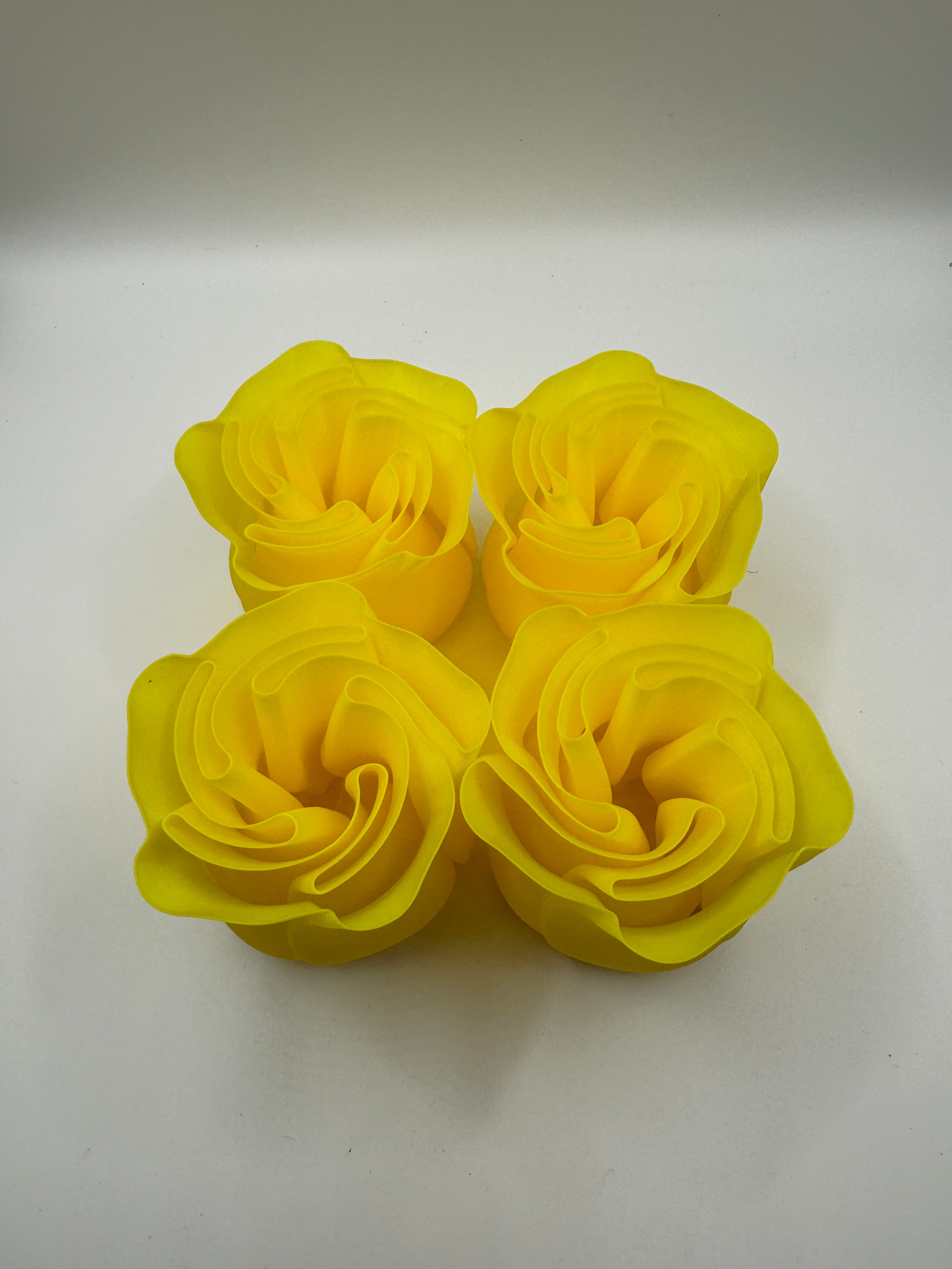 3D PRINTED Stemless Yellow ROSES 4 PACK Free Shipping