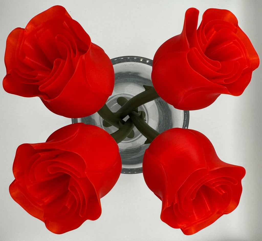 3d printed red roses with stems