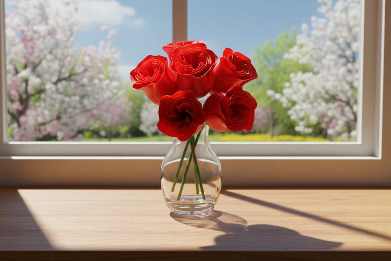 artificial red roses with stems