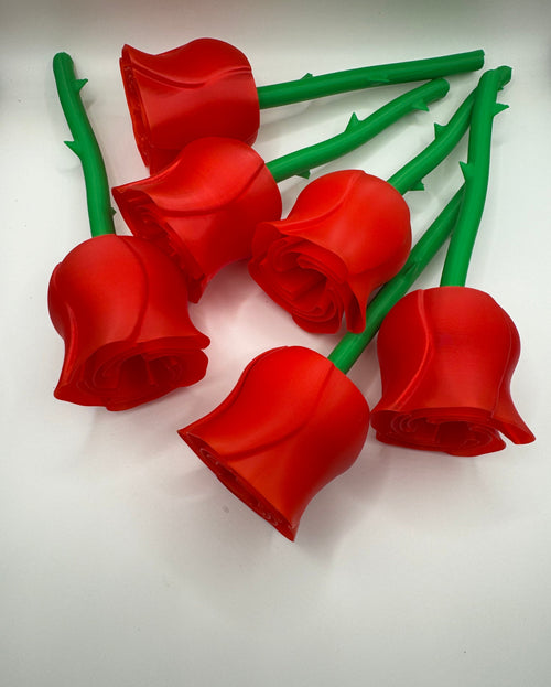 plastic red roses with stems