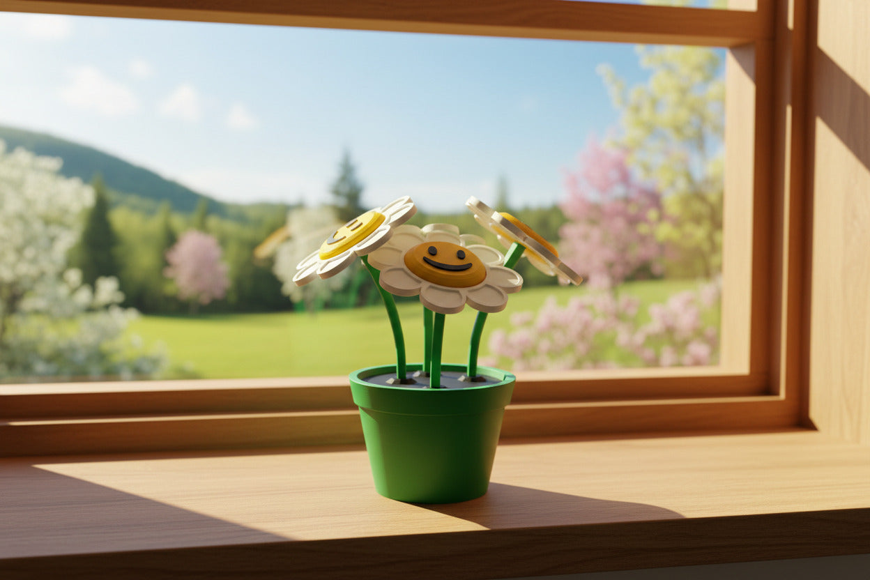 Smiley face flowers with pot indoor or outdoor use - Free Shipping