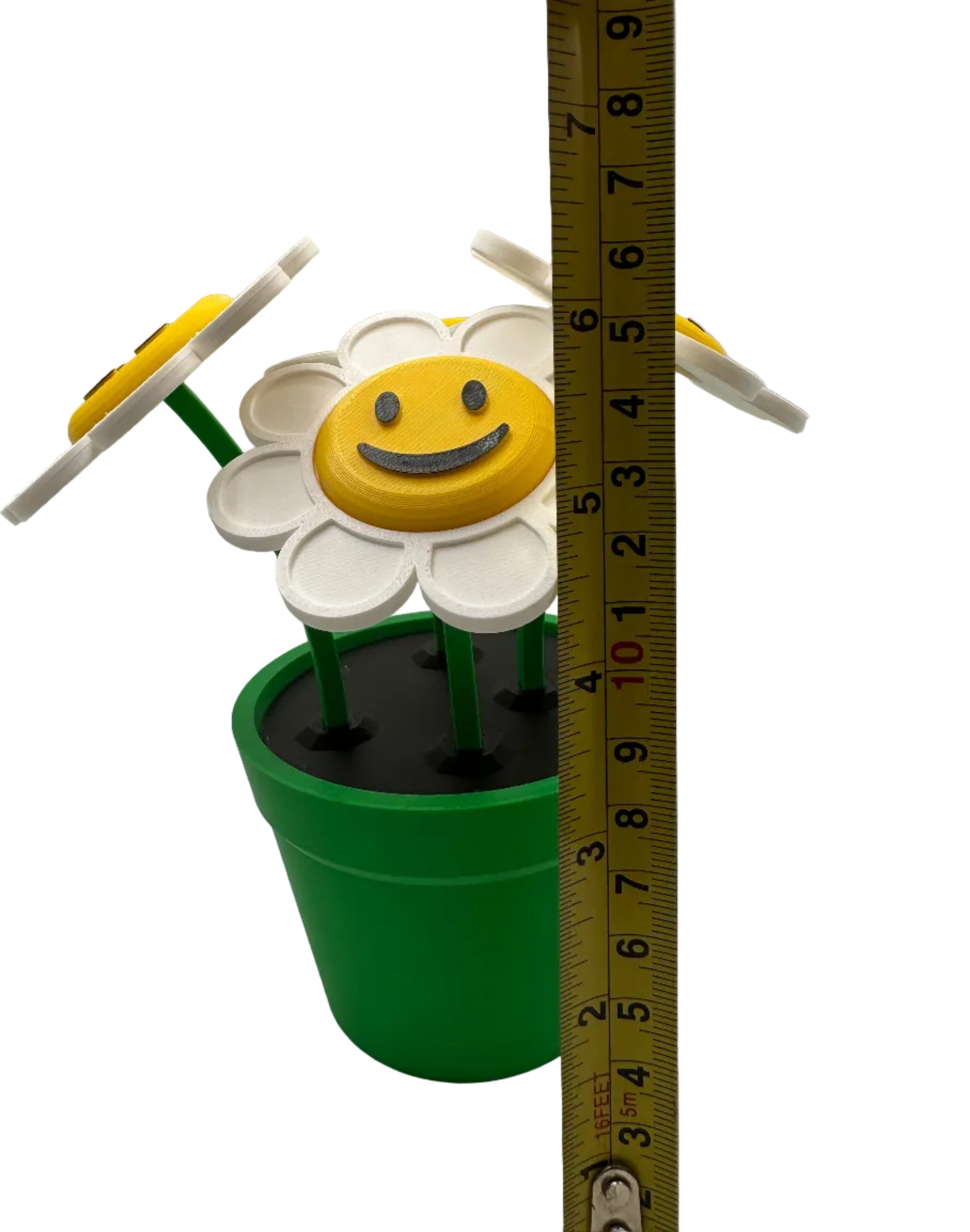 artificial plastic smiley face pot with flowers