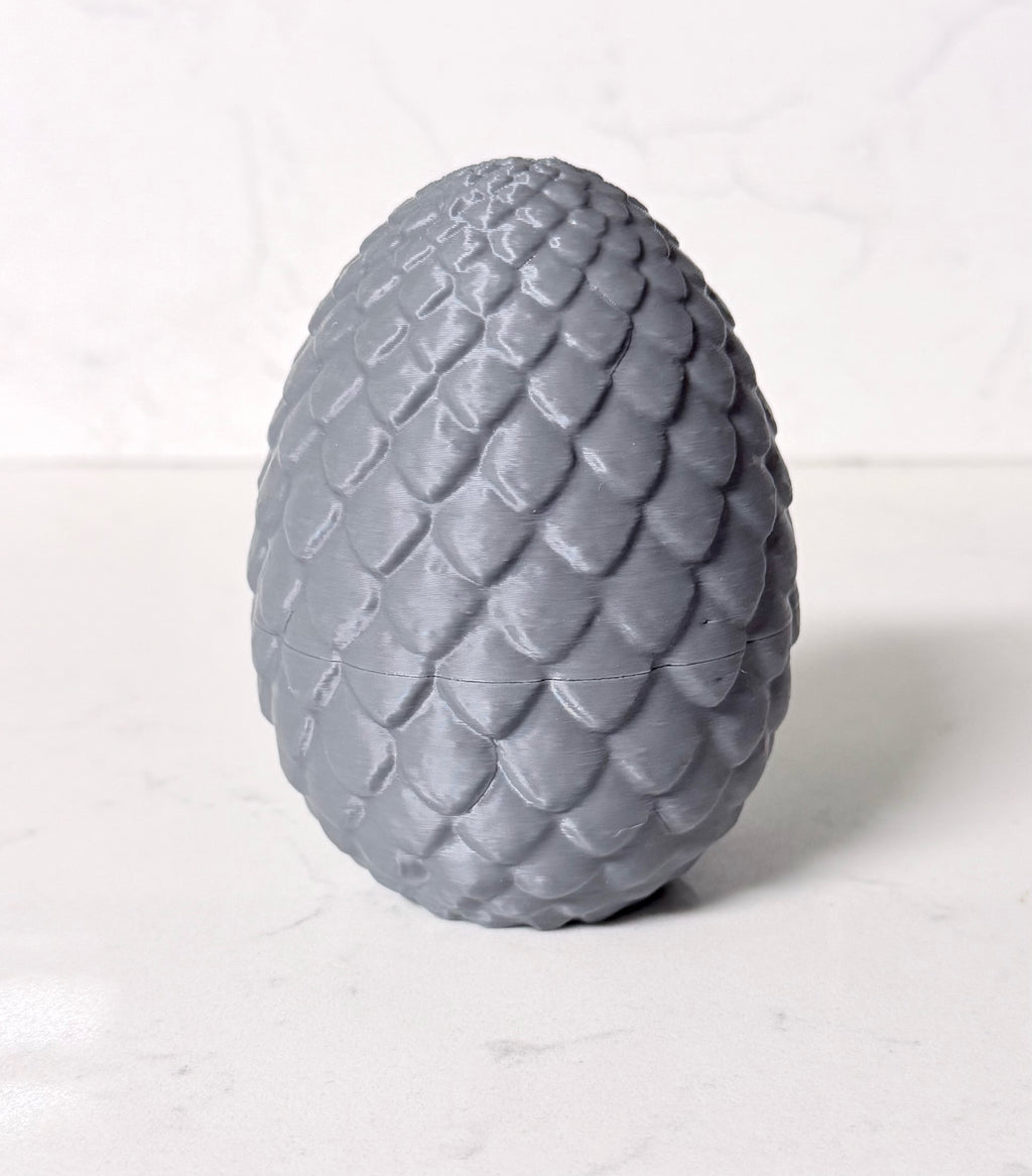 silver 3d printed dragon egg